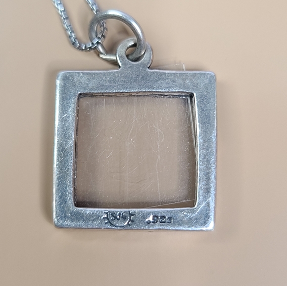 925 Sterling Silver Picture Frame Pendant Charm 18" Box Chain - Picture 10 of 16